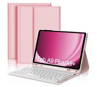 FOGARI Samsung Galaxy Tab A9 Plus/A9+ Keyboard Case, UK Layout Detachable Bluetooth Keyboard Slim Smart Case with Pencil Holder for Galaxy Tab A9 Plus 11 inch 2023, Pink
