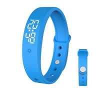 FOGARI Vibration Alarm Clock Memory Clock Vibration Alarm Clock up to 10 Personal Alarms or Pill Reminders per Day (Blue)