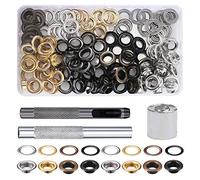 FOGAWA 200pcs Eyelet Punch Kit 10mm Grommet Kit Metal Grommets Eyelets and Punch Tarpaulin Repair Kit with 3 Grommet Setting Tool and Box for Fabric Leather Canvas Bags Shoes Clothes Belt Crafts