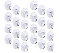 FOGAWA 24Pcs Suction Hooks Suction Cup Hooks 40 mm Clear Plastic Sucker Pads Glass Sucker Hooks Window Suckers for Christmas Lights Bathroom Kitchen Wall Door Decorations Window Camper Van