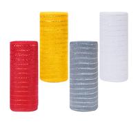 FOGAWA 4 Rolls Deco Mesh Rolls for Wreath Making 6 Inch x 10 Yards Christmas Mesh Ribbon Metallic Foil Poly Meshes for Christmas Wreaths Xmas Tree DIY Crafts Swag Bow Garland