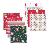 FOGAWA 8pcs Christmas Fabric Fat Quarters Fabric Bundles 50cm×50cm Xmas Cotton Fabric Patchwork Christmas Material Squares for DIY Handmade Sewing Quilting