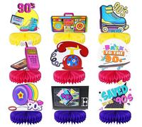 FOGAWA 9PCS 90s Party Decorations 90s Honeycomb Centerpieces 90s Party Table Decorations 1990s Theme Party Table Toppers for Retro Party Supplies Kids Men and Women