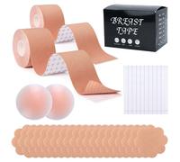 FOGAWA Boob Tape 2 Rolls Boobytape for Large Breasts 5M Boobtapes Push Up Breast Lift Tape Boobie Tape Tit Tape with 22PCS Nipple Covers and 36 Double Sided Body Tape