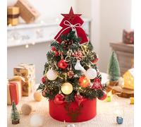 FOGAWA Small Christmas Tree with Lights 45CM Artificial Mini Christmas Tree Tabletop Christmas Trees Small Xmas Tree with Star Tree Topper Balls Pine Cones for Christmas Desktop Decorations
