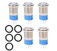 Fogbush 16mm Momentary Push Button Switch,5PCS Metal Switch for LED Light 2A 3A/12V 24V Brass Screw Type IP65 Waterproof Stainless Steel Push Button On Off forCar Boat Motorcycle
