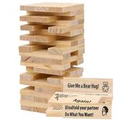Fogbush Adults Stacking Tower Game for Couples，48 Pcs Naughty Wooden Stacking Blocks Intimacy Building Game for Couples Couple Games for Date Night Valentine Date Night Party Travel