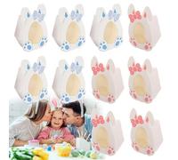 Fogcosy 10 Pcs Easter Treat Boxes with Egg Window - Pink Blue Bunny Ear for Cookie Goodie Candy Sweet Party, Easter Party Boxes for Easter Egg Hunts Picnics Gift Box Party Favours