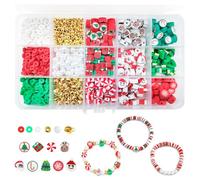 Fogcosy 1080 Pcs Christmas Clay Beads Bracelet Making Kit, Christmas Beads for Jewelry Making with Clear String, Xmas DIY Bracelet Necklace Supplies for Crafts Gift for Kids Adults