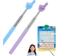 Fogcosy 2Pcs Teacher Pointer Sticks Finger, Extendable Teachers Pointer for Classroom, Point Reading Pen, Mini Retractable Classroom Point Kindergarten Student Teacher Supplies (Blue Purple)