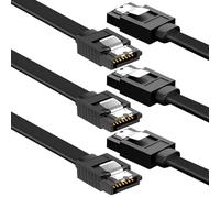 Fogcosy 3 Pack SATA Cable for SSD HDD Data, 90 Degree Right Angle with Locking, Sata Power Cable for SATA HDD, SSD, CD Driver, CD Writer(Black)