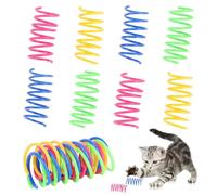 Fogcosy 40 Pcs Cat Spring Toys - Colorful Spring Cat Toy Kitten Toys, Plastic Coil Spiral Springs Pet Interactive Toys for Cat, Recycled Toys for Cat Bouncing Play Training Fun Gift for Cats