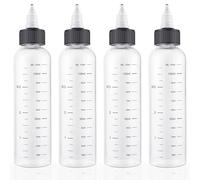 Fogcosy 4Pcs Hair Oil Applicator Bottle, with Graduated Scale Hair Dye Applicator Bottle Twist-On Top Tip Cap Empty Plastic Hairs Color Oil Bottles for Salon Hairs Care Coloring Paint Art Glue
