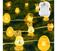 Fogcosy Easter Fairy Lights, 2m 20 LED Easter String Lights for Decoration Egg Chicken Bunny Carrot String Light for Indoor Outdoor, Basket Stuffers Decoration, DIY Party Supplies