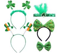 Fogcosy St Patricks Day Headband Set, Green Shamrock Headbands, St Patrick's Day Lucky Clover Headwear, Hairband Irish Accessories Costume Favors, Irish Fancy Headband for Party Decorations