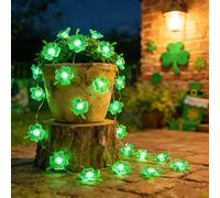 Fogcosy St. Patrick's Day String Light, Green Lucky Shamrock String Lights, 6 Feet 20 Green Color LEDs, Irish Festival Accessories, Clover Light for Saint Patrick's Day Party Irish Day Decorations