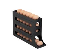 Fogcroll Egg Dispenser for Refrigerator Organizer Fridge Storage Box Four Tiers Automatic Rolling Large Capacity Space-saving Side Black