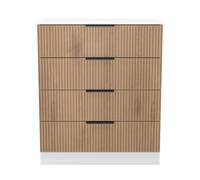 Foggia Matt White Light Oak Effect 4 Drawer Chest (H)875mm (W)740mm (D)386mm