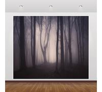 Foggy Forest Halloween Photo Backdrop 10x8ft Dark Misty Woods Halloween Party Birthday Backdrop Photography Horror Foggy Forest Background Kids Halloween Trunk or Treat Backdrop Picture Decorations