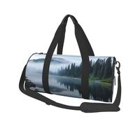 Foggy Lake by Mount Rainier Duffle Bag for Women Men Personal Item Travel Bag Canvas Weekender Overnight Bag Lightweight Sports Tote Gym Bag Carry On Luggage Bag, Black, One Size