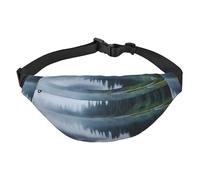 Foggy Lake by Mount Rainier Fanny Pack for Men Women Crossbody Waist Bag Everywhere Belt Bag Wallet Hip Bum Bag with Adjustable Strap Casual Chest Bag for Outdoor Hiking Cycling, Black, One Size