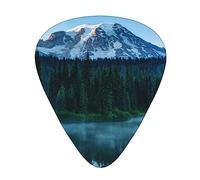 Foggy Lake By Mount Rainier Guitar Picks Guitar Accessories 12 Pack Art Bass Pick Thin, Medium Heavy Gauges 3 Sizes For Ukulele