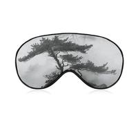 Foggy Mountain Pine Tree Sleep Mask for Women Men Side Sleeper Eye Cover with Adjustable Strap Soft Breathable Blackout Mask Slip-Free Deep Sleeping Travel Essentials