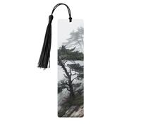 Foggy Mountain Pine Tree Wood Bookmarks with Tassels,Pendant Unique Handmade Craft DIY Wooden Bookmarks Cute Wood Hanging Tags Ornaments for Book Lovers Birthday Teachers Gift
