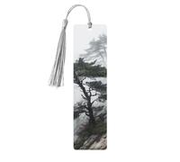 Foggy Mountain Pine Tree Wood Bookmarks with Tassels,Pendant Unique Handmade Craft DIY Wooden Bookmarks Cute Wood Hanging Tags Ornaments for Book Lovers Birthday Teachers Gift