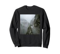 Foggy Mountain Road Cliffside Winding Pass Landscape Sweatshirt