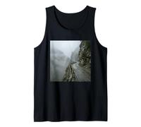 Foggy Mountain Road Cliffside Winding Pass Landscape Tank Top