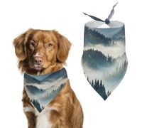 Foggy Mountains Forest Dog Bandanas for Feeding Grooming, Triangle Pet Bibs for Cats & Dogs Washable Fashion Pets Scarf for Party Travel 27.6 X 11.8 Inch