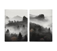 Foggy Mountains Forest Passport Holder for Travel Leather Passport Covers Minimalist Passport Wallet Cover Case Cute Passport Book Holder Credit Card Holder for Women Men