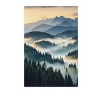 Foggy Mountains Forest Poster Self Adhesive, Vertical Wall Art, Decorative Wall Poster for Cabinets, Drawers - Easy Apply & Remove for Home, Dorm, Office
