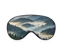 Foggy Mountains Forest Sleep Mask for Women Men, Soft Eye Mask with Adjustable Strap for Sleeping, Light Blocking Travel Blindfold for Nap Comfortable Eye Cover for Home Office