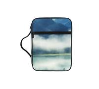 Foggy Mountains Landscape Bible Cover with Zipper, Bible Case Organizer with Handle, Water-Resistant Oxford Fabric Bible Bag for Women Men 27x20cm