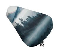 Foggy Mountains Landscape Bike Seat Cover for Men Women Water Repellent Exercise Bike Seat Cushion Adjustable Bicycle Seat for Outdoor Biking