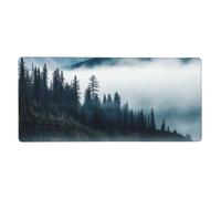Foggy Mountains Landscape Desk Mat 16 X 35.5 in, Large Gaming Mouse Pad Extended XXL Mouse Mat with Stitched Edges Non-Slip Long Desk Pad Protector, Waterproof Desktop Computer Keyboard Mat