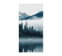 Foggy Mountains Landscape Door Cover Spring Summer Hanging Flag Porch Sign Outdoor Seasonal Holiday Yard Decor for Front Door and Porch