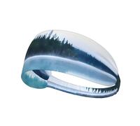 Foggy Mountains Landscape Elastic Exercise Headband for Sports & Workouts