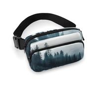 Foggy Mountains Landscape Fanny Pack for Women Men Waist Bag Belt Bag Adjustable Casual Bag for Travel Sports Hiking, white, 7.9x5.1inches