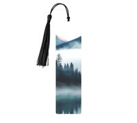 Foggy Mountains Landscape Metal Bookmarks with Tassel,Cool Book Markers for Reading Women, Men,Aluminum Hanging Ornament Fancy Handmade Craft Reading Accessories Gift for Book Lovers S