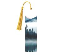 Foggy Mountains Landscape Metal Bookmarks with Tassel,Cool Book Markers for Reading Women, Men,Aluminum Hanging Ornament Fancy Handmade Craft Reading Accessories Gift for Book Lovers S
