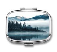 Foggy Mountains Landscape Pill Box Medicine Pill Organizer Small Pill Case Travel Pill Container Portable Pill Case for Pocket 2 Compartment Pill Holder Pill Boxes for Travel