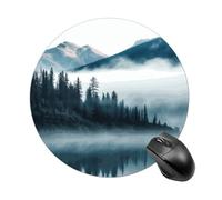 Foggy Mountains Landscape Round Mouse Mat Premium-Textured Mouse Pad with Non-Slip Rubber Base Funny Desk Mousepad for Office and Home Use