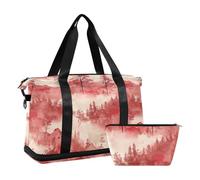 Foggy Personalized Red Travel Duffel Bags Weekender Bags Travel Tote Gym Bag with Adjustable Strap for Hiking Waterproof, Foggy Personalized Red, One Size