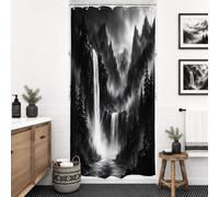 Foggy Rainforest Small Stall Black White Bathroom Shower Curtain Set