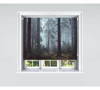 Foggy Woods Design Blackout Roller Blinds Windows Child Safety Cut To Size Fitting Included Forest Design, 180 x 140 cm