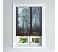 Foggy Woods Design Blackout Roller Blinds Windows Child Safety Cut To Size Fitting Included Forest Design, 120 x 140 cm