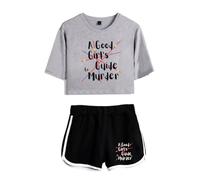 FOGIMEIGB A Good Girl's Guide to Murder Tshirt Shorts 2 Piece Sets Unique Short Sleeve Shorts Suit (GrayBlack,S)
